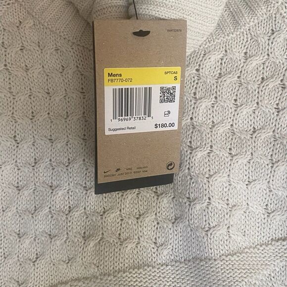 Nike Men's Life Cable Knit Turtleneck Sweater Light Bone FB7770-072 Size Small - Picture 10 of 16
